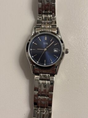 Bulova TFX Ladies Silver Tone Calendar Watch Blue Dial – Running